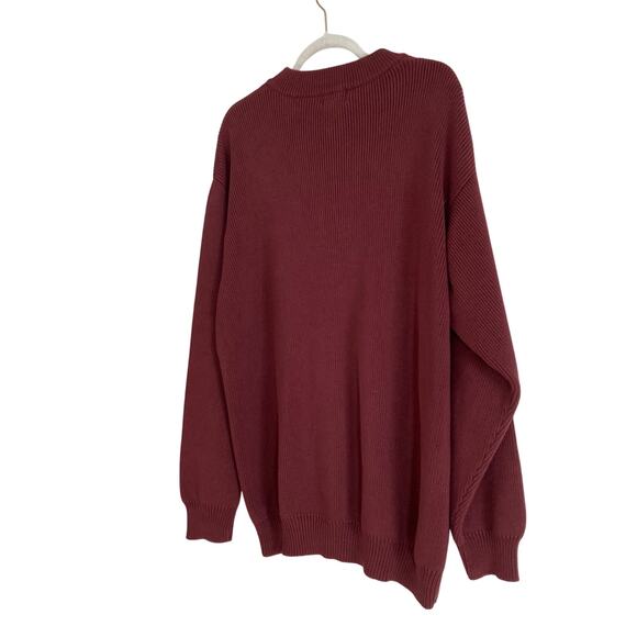 Vintage LL Bean Burgundy 5 Button Henley Cotton Fisherman Knit Sweater XXL Tall - Picture 4 of 15
